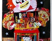 Recycled Metal Art entitled Candy Colored Clown