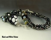 CLEARANCE Glass Lampwork Beads, Handmade Beaded Necklace. Jewelry Art. Pendant. BLACK And White Visions. OPENSTUDIO. Openstudiobeads.