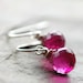 Ruby Quartz Earrings, Sterling Silver, Rubellite, Pink Fuchsia Wire Wrapped Briolettes, Summer Fashion
