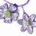 Purple Flower Pendant and Hair Clip Set- Glitter and Resin