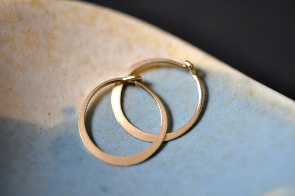 ULTRA MINI 1/2 inch solid 18K yellow gold  hoop earrings -- just around the lobe.perfect for sensitive piercings and children