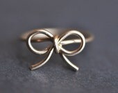 TINY BOW 14k Yellow gold filled wire wrap ring