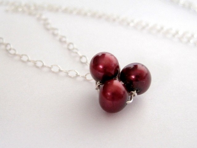CRANBERRY sterling silver and freshwater pearl necklace