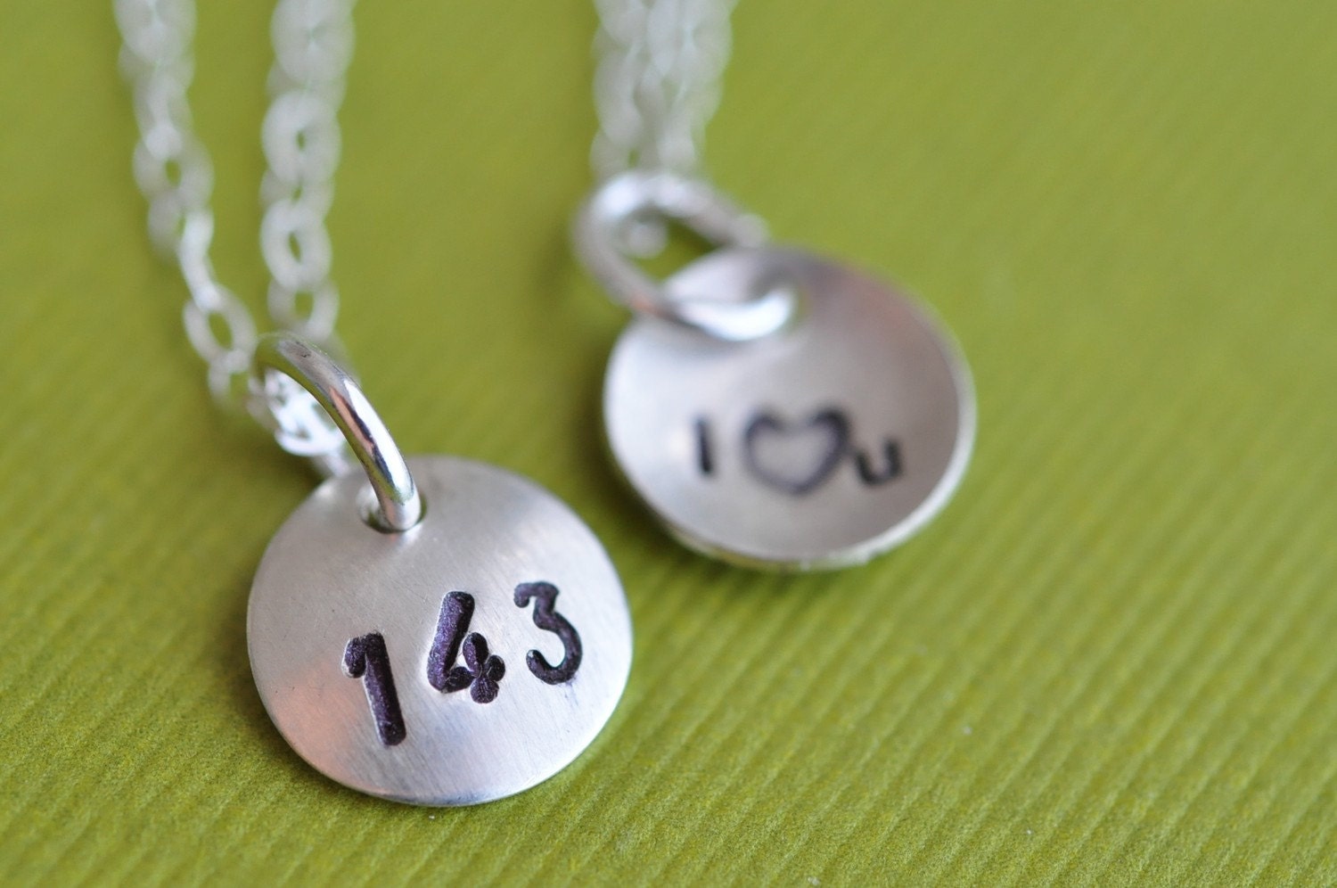 tiny 143 ( i love you ) hand stamped necklace in sterling silver