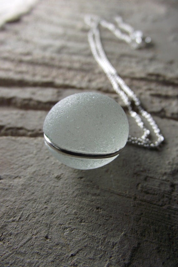 RESERVED FOR KATHY - Vanilla Kiss - Genuine Sea Glass Jewelry - Pendant Necklace