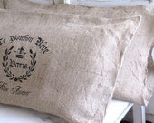 PAIR of French Quarter Burlap Bed Pillow Slip Cases/Shams... size KING or Standard