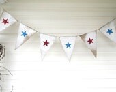 SALE...Stars Glittered Burlap Banner July 4th, independance day, veterans day, memorial day