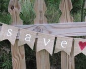 Save The Date Wedding Glittered Burlap Banner....mini