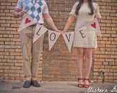 LOVE Glittered Banner on Natural Burlap...The ORIGINAL LOVE Banner