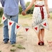 Ready to ship..White Painted Burlap with Red Glitter Hearts...Wedding Photo Prop