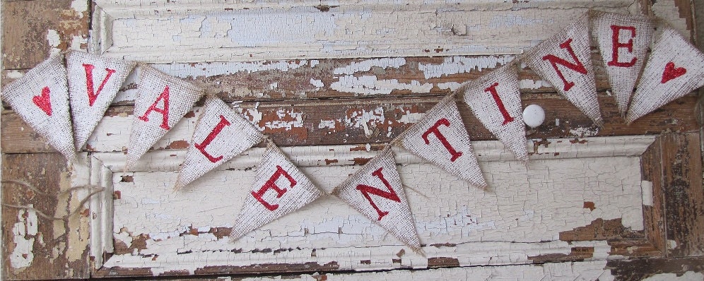 Valentine Mini Burlap Banner, Valentines Day