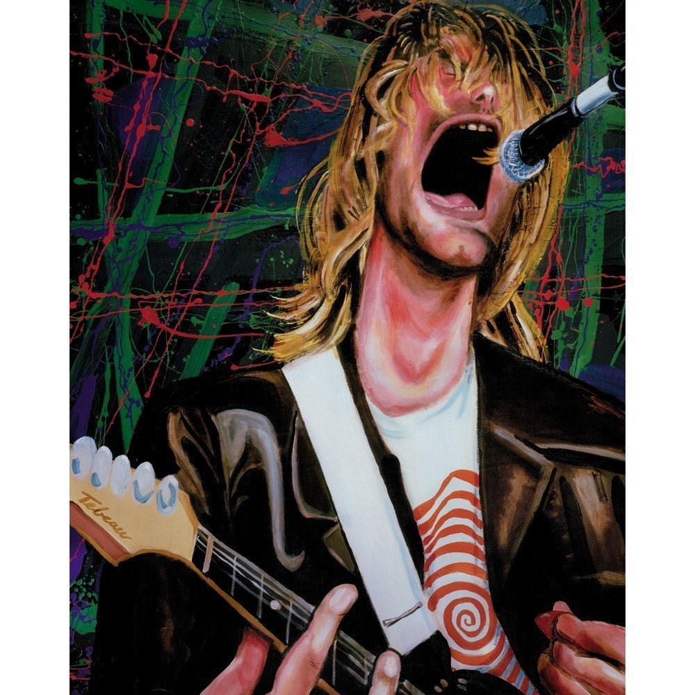 Kurt Cobain print from an original painting, signed by the artist. Ships free in the US.