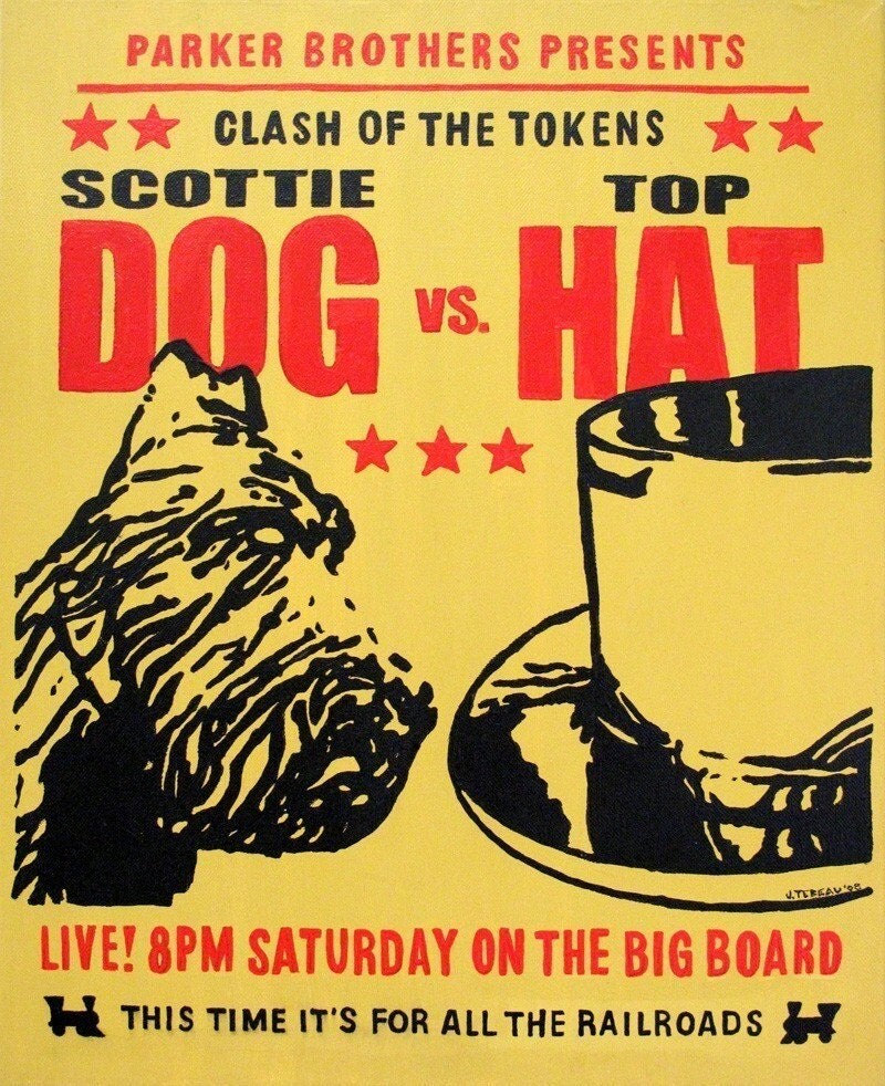 Monopoly Smackdown, print of an original painting signed by artist John Tebeau