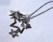Gun Metal/Silver Star Cluster Necklace