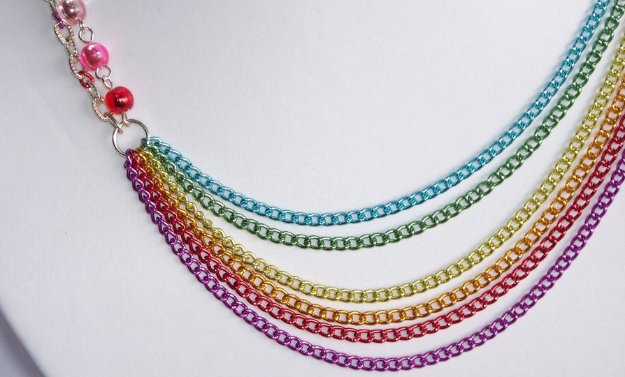 Asymmetrical Rainbow Chain Necklace
