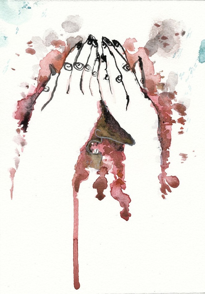 SALE EOFY Bleeding / Three Billy Goats Gruff Inspired Original Illustration
