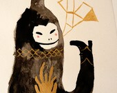 SALE EOFY Fire Beast No.1 / original ink and gouache illustration by Emma Kidd