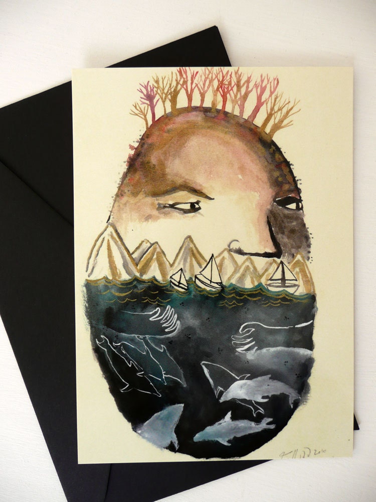 Sea Dreamer  / original illustration reproduction postcard