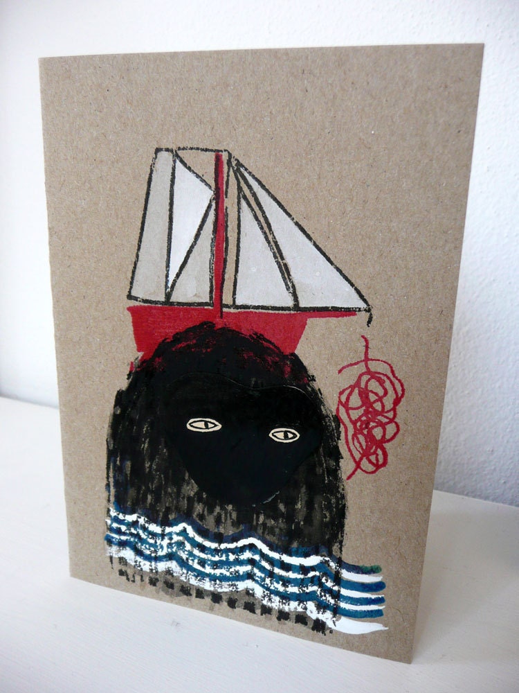 SALE EOFY From The Deep / Limited Edition Gocco Print Greeting Card on Kraft