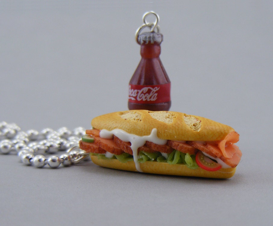 Sub Sandwich and Coke Necklace