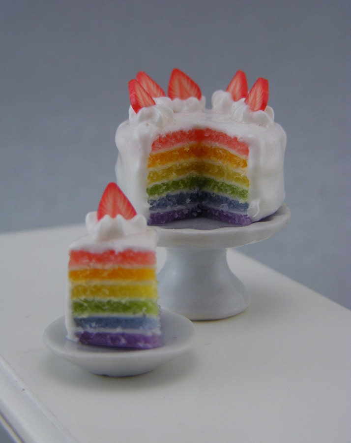 Rainbow Cake - 1/12 Dollhouse Miniature Dessert