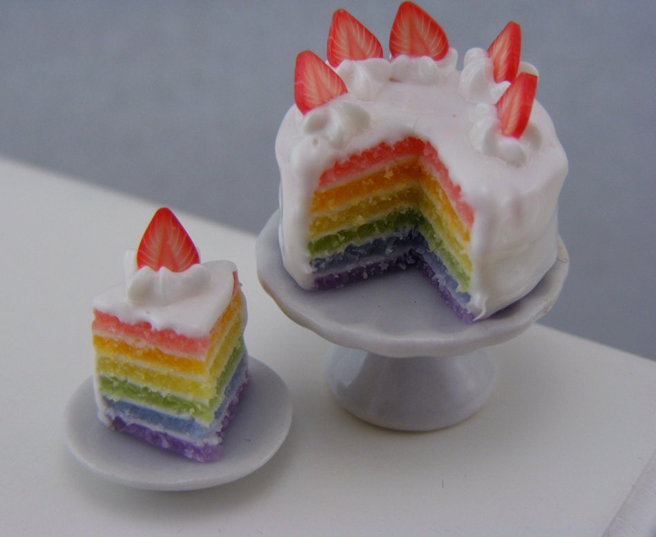 Rainbow Cake - 1/12 Dollhouse Miniature Dessert