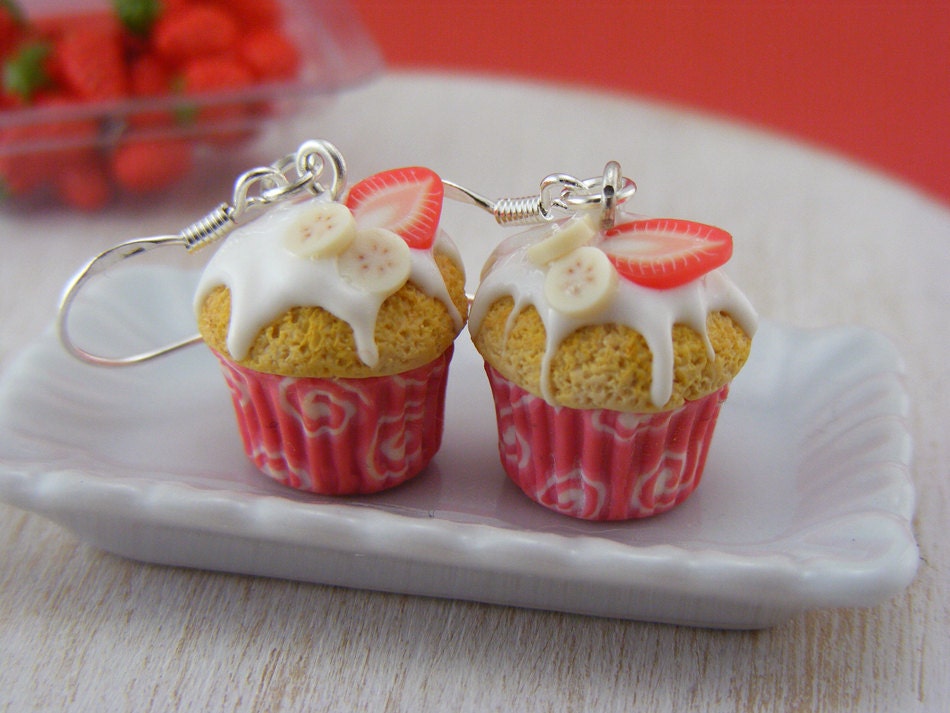 Spring Fruit Cupcake Earrings