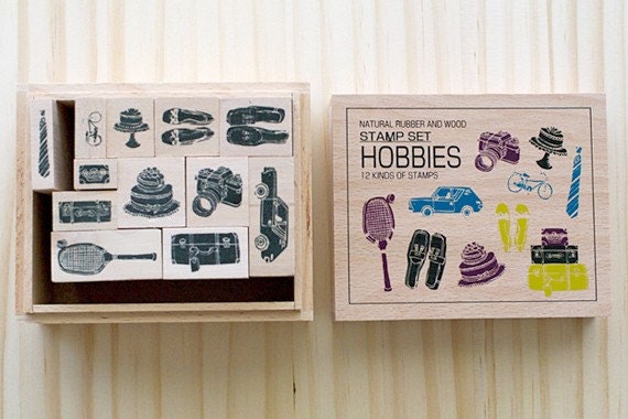 NEW - Wooden boxed - Hobbies Stamps