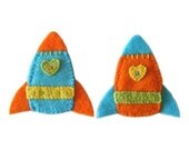 2 Felt Rocket Applique Patches