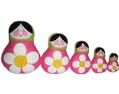 Felt Matryoshka Russian Dolls - Pink, Set of 5