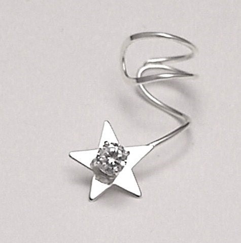 EAR CUFF   -  Sterling Star CZ Ear cuff - "Sparkle Star"