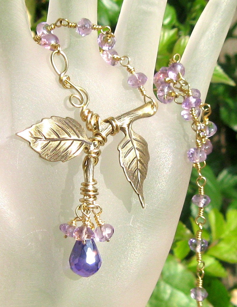Amethyst Bud Wire Wrap Necklace