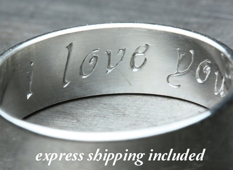 EXPRESS shipping included: Custom Secret Promise Ring - Sterling silver personalized with calligraphy letter font - One Ring