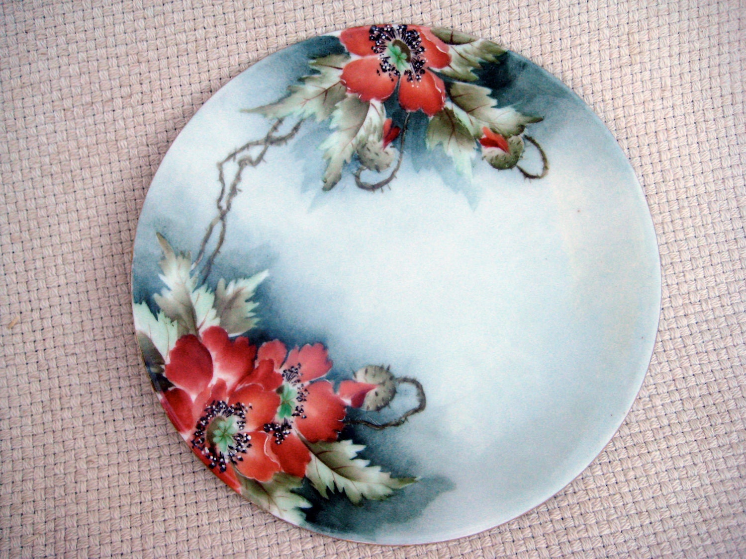 REDUCED Antique Hand Painted Porcelain Plate 1909 Signed