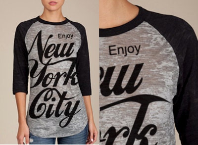 seen on Madonna - Enjoy New York City - burnout baseball jersey - unisex sizes
