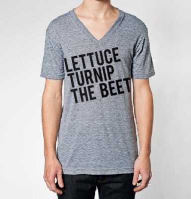 lettuce turnip the beet - heather grey vneck - men's XS, S, M, L, or XL