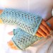 Lace Knit Wool Women Fingerless Gloves - Seafoam Lace
