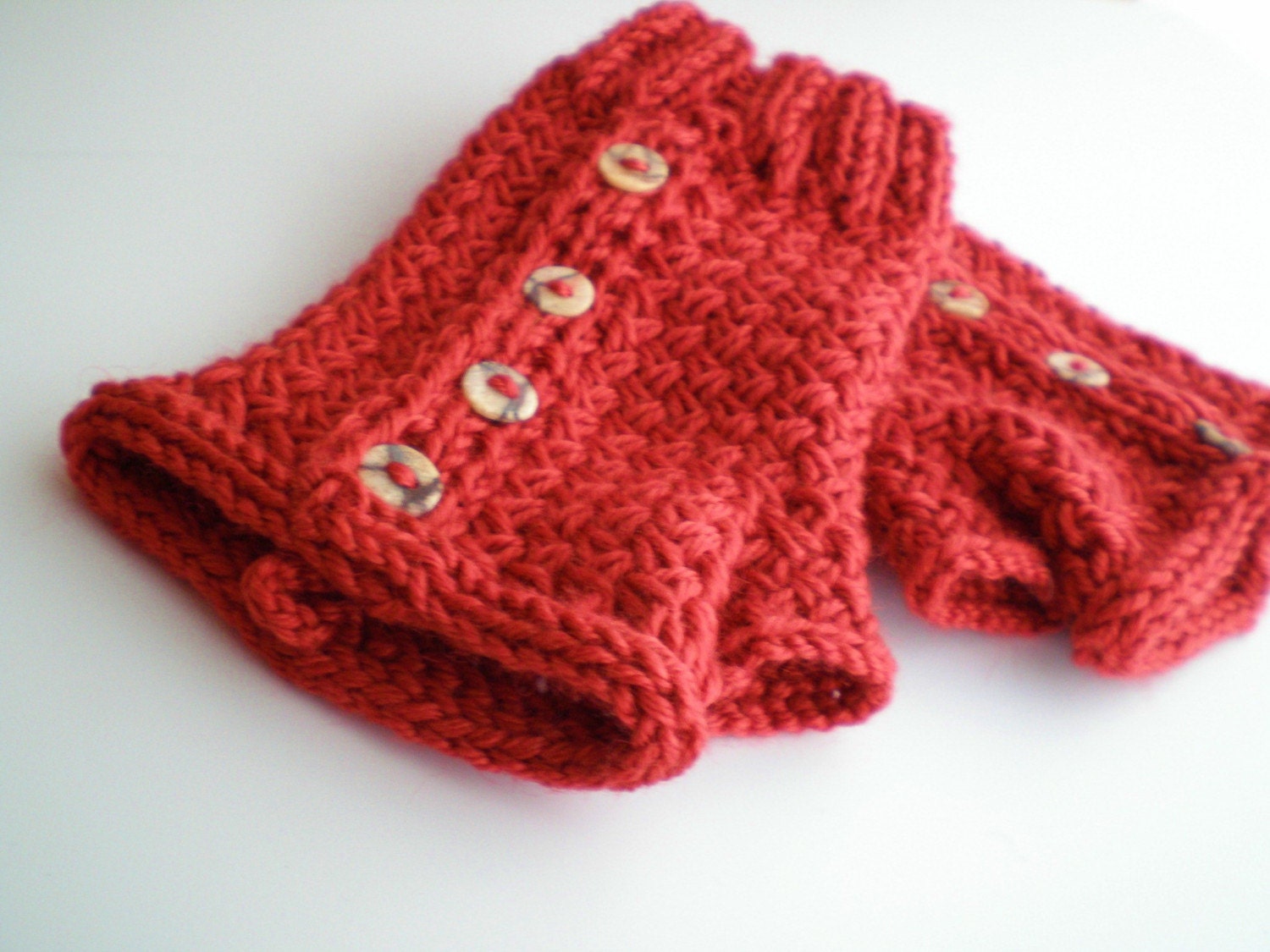 Cardinal Red HandKnit Fingerless Gloves