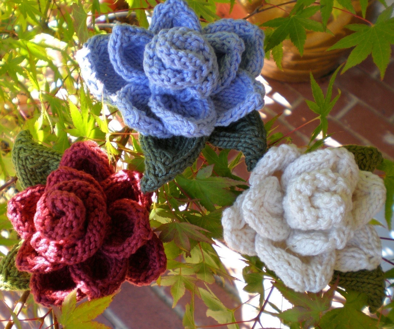 PDF Knitting Pattern - Rose Knit Flower