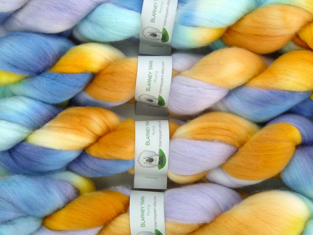 Handpainted Superfine Merino Wool Roving in Golden Girl by Blarney Yarn