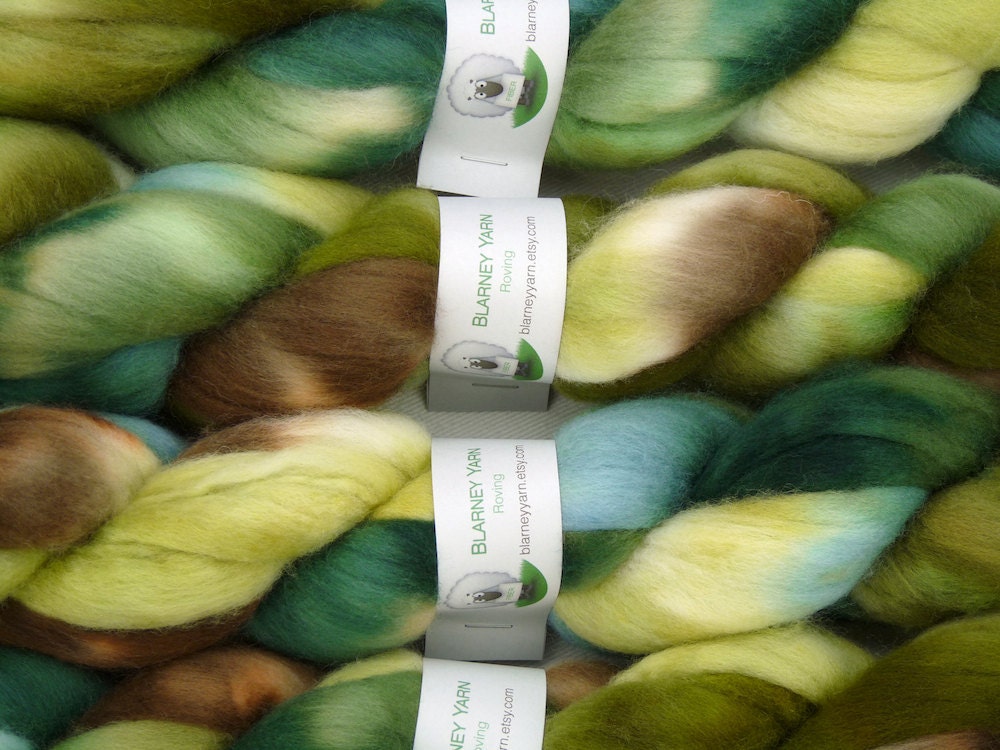 Handpainted Roving - 2 oz. Polwarth Wool in Evergreen by Blarney Yarn