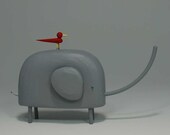 Bird on Elephant Sculpture by Bunny with a Toolbelt