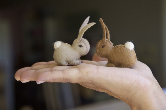 Wool Felt Eco Friendly Bunny by Julie Blanchette on Etsy