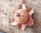 Sea Urchin Necklace - Pink Copper Vintage Flower Jewelry