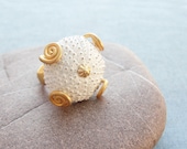 Sea Urchin Collection - Golden Swirls White Ring