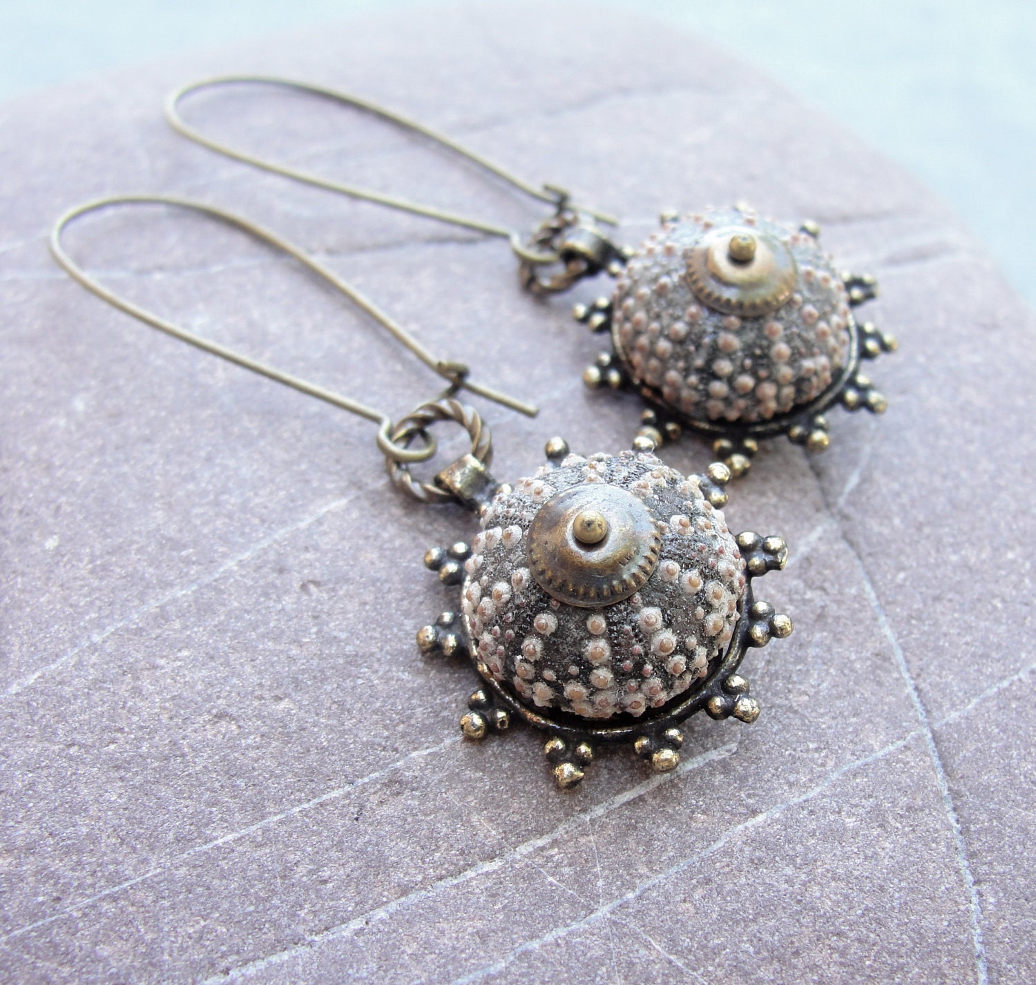 Sea Urchin Collection - Special Brass Brown Earrings