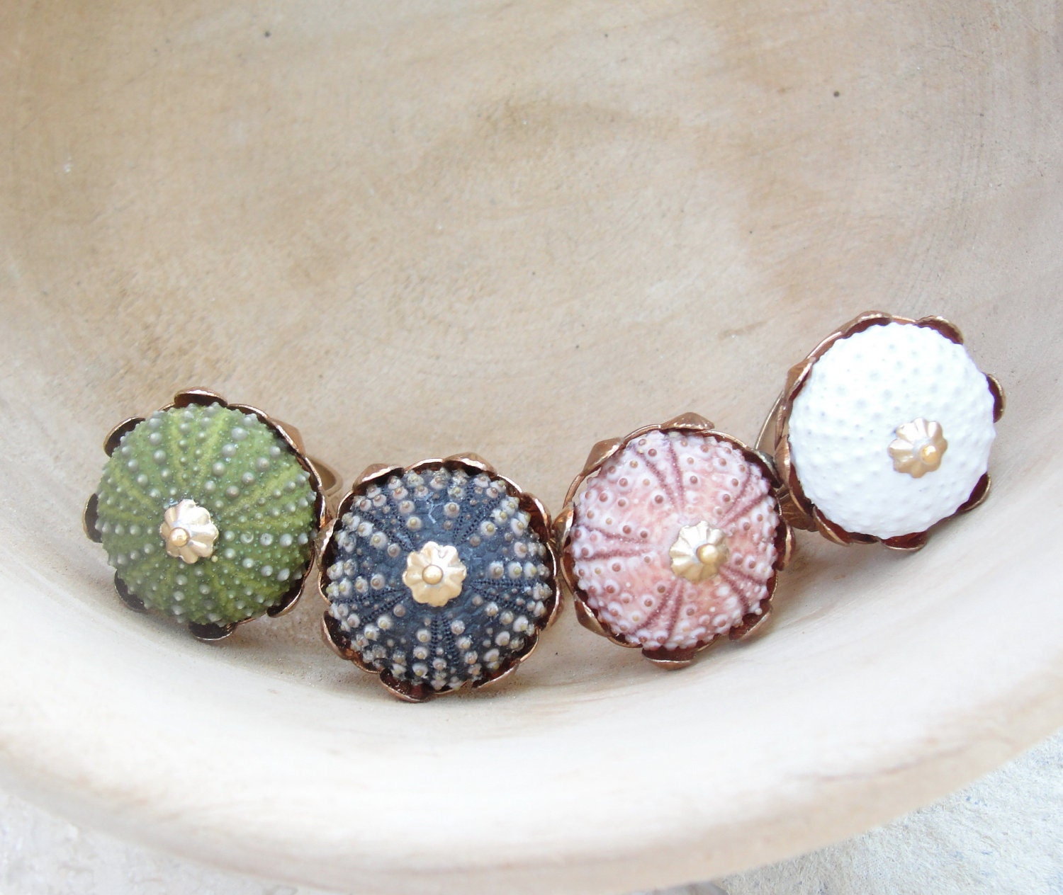 Sea Urchin Ring - Vintage Ring - Pick Your Color - Pink Brown Green White