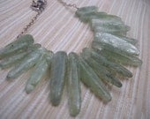 ON SALE Green Kyanite rough spike beads unique necklace