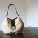 Auvenier Burlap Curved Hobo Bag with Leather in Natural Colour
