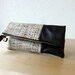 Leather Clutch in Dark Brown Italian Leather and European Wool - Indie Patchwork Series